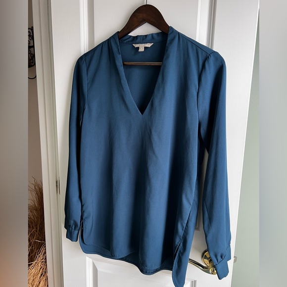 Banana Republic Tops - Banana Republic Deep Teal Blue V-Neck Blouse